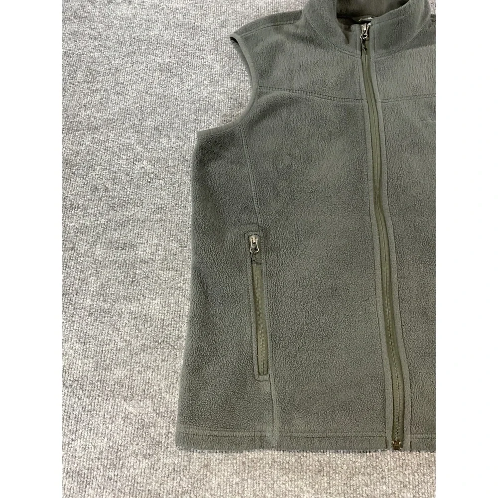 Eddie Bauer Fleece Vest Mens Medium M Green Full Zip Sleeveless Outdoor Hiking C